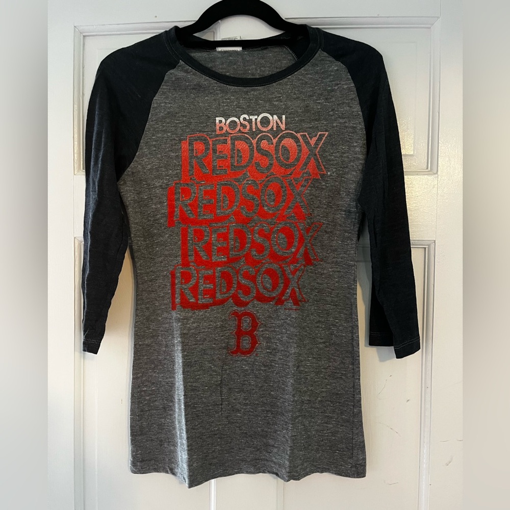 Boston Red Sox Women's Long Sleeve Tee - Gray and Black